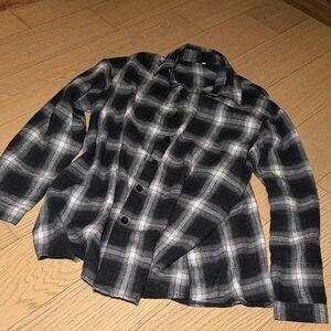 Oversized Black and Gray Plaid flannel
